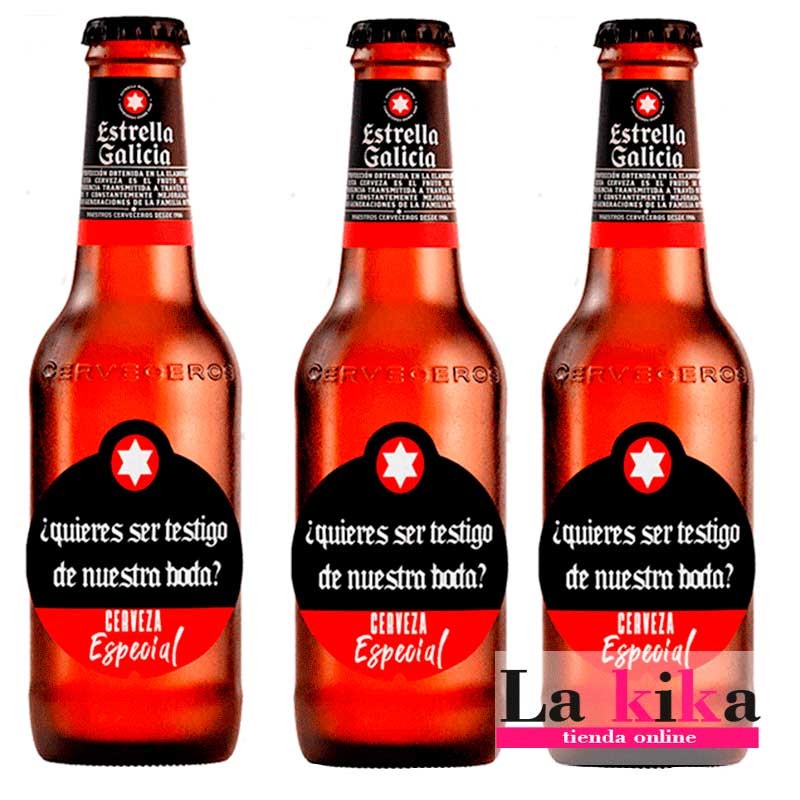 🏷️🍻 Pegatinas Personalizadas para Cervezas Estrella Galicia – Modelo “¿Quieres ser mi testigo?” (8 unidades) 🏷️🍻 Pegatinas Personalizadas para Cervezas Estrella Galicia – Modelo “¿Quieres ser mi testigo?” (8 unidades)