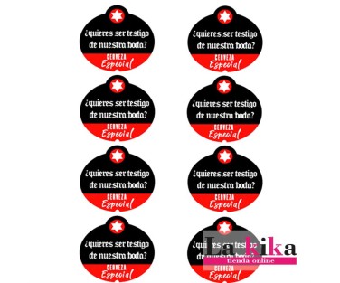 🏷️🍻 Pegatinas Personalizadas para Cervezas Estrella Galicia – Modelo “¿Quieres ser mi testigo?” (8 unidades)