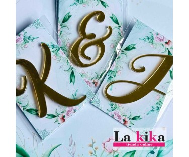 Iniciales Metacrilato Espejo Dorado 5 cm para Eventos | Lakika