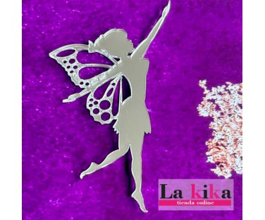 Hada de Pie Acrílico Espejo Plata 9 cm | Decoración Mágica | Lakika