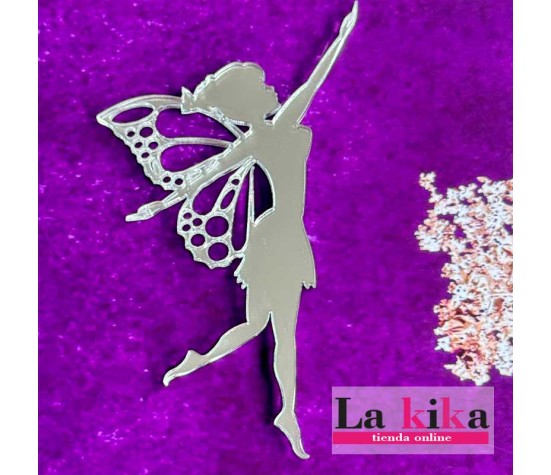 Hada de Pie Acrílico Espejo Plata 9 cm | Decoración Mágica | Lakika