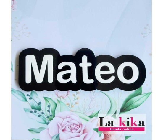 Nombre en Acrílico Blanco y Negro Personalizado 11x4 cm | Lakika.es