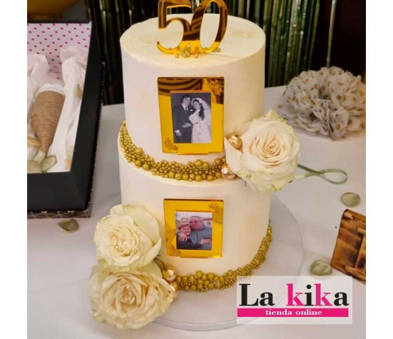Marcos para tartas en acrílico dorado espejo | Personalizables