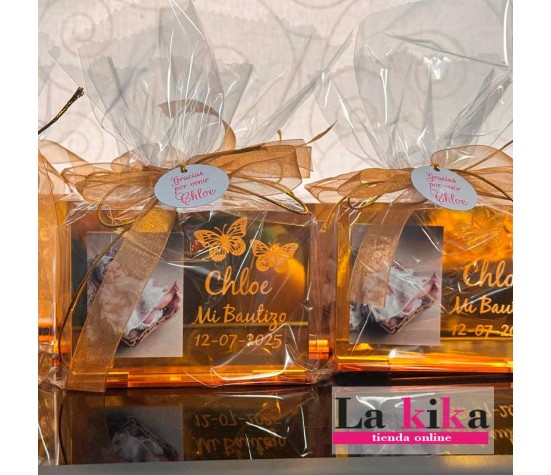 ✨ Marco de Foto Personalizado Acrílico Dorado Espejo – 12,5 x 8,5 cm