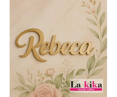Nombre en metacrilato acrílico dorado personalizado 12x6 cm