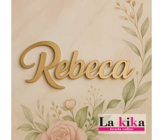 Nombre en metacrilato acrílico dorado personalizado 12x6 cm