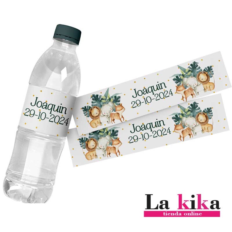 🦁 Pegatinas Para Botellas De Agua Personalizadas Safari – Set de 5 Etiquetas 🦁 Pegatinas Para Botellas De Agua Personalizadas Safari – Set de 5 Etiquetas