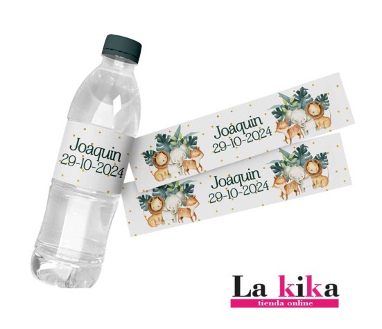 Pegatinas personalizadas Safari para botellas de agua – Set de 5 unidades