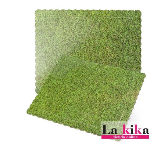 Base rectangular modelo césped 30×25 cm (3 mm grosor) | Lakika.es