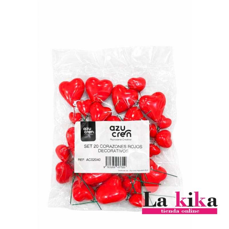❤️Set de 20 Corazones Rojos Decorativos para Tartas – San Valentín
