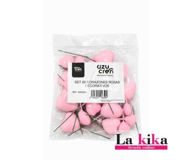 Corazones Rosas Decorativos para Tartas | Set 20 Unidades