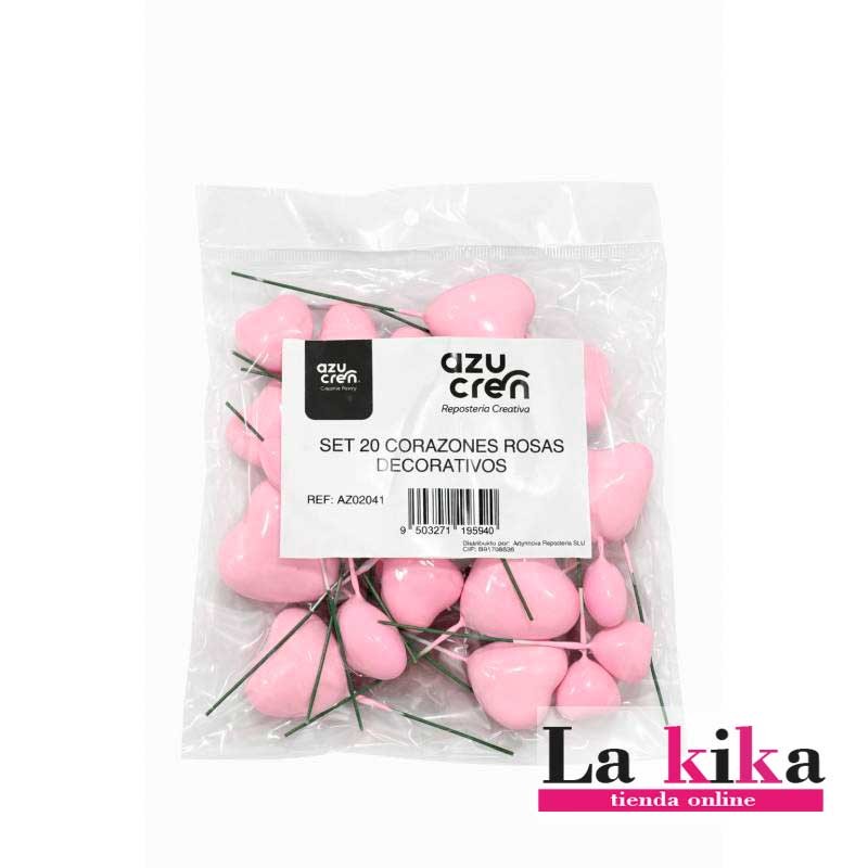 💗Set de 20 Corazones Rosas Decorativos para Tartas y Eventos Especiales (No Comestibles)