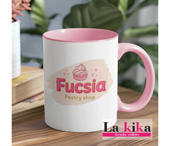 Taza Personalizada con Logo de Empresa Rosa | Lakika