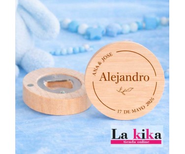 🍼🎀 Abridor Imán de Madera Personalizado para Bautizo – Recuerdo Especial 🎀🍼