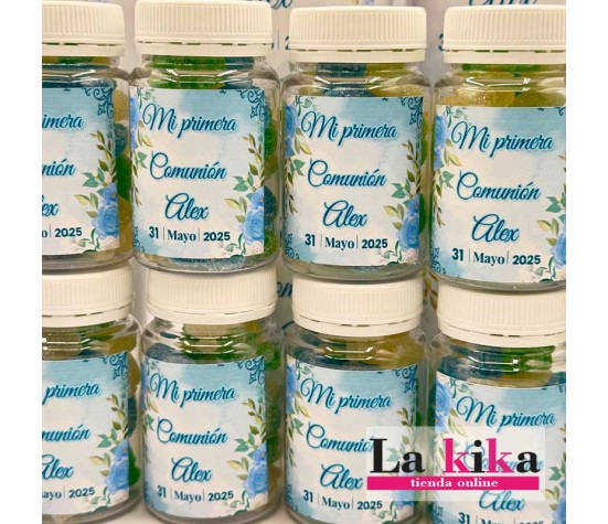 Bote de Chuches Personalizado para Comunión con Nombre y Fecha | Detalle Dulce