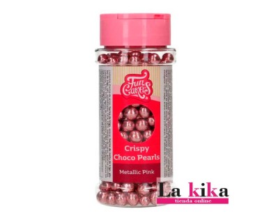 Perlas de chocolate rosa metalizado Funcakes 60g | Decoración repostería