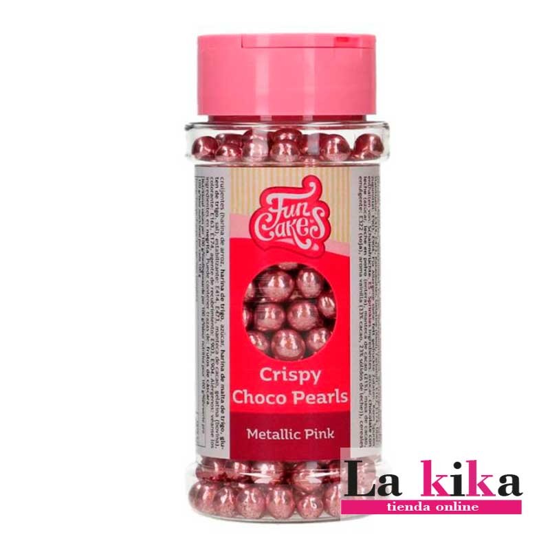 ✨Perlas de chocolate crujiente rosa metalizado Funcakes 60 g