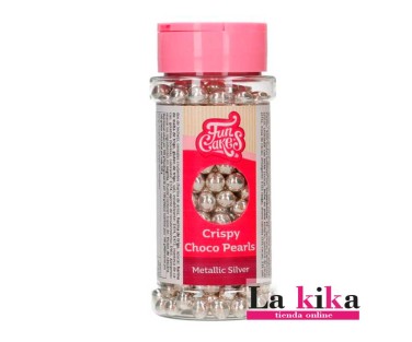 ✨ Perlas de chocolate crujiente plata metalizado Funcakes 60 g 💎