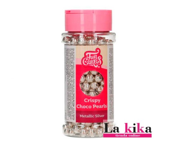 Perlas de chocolate plata metalizado Funcakes 60 g 💎 | Decoración repostería