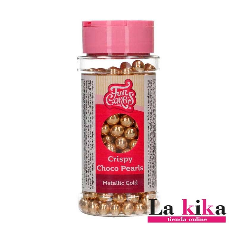 ✨ Perlas de chocolate crujiente oro metalizado Funcakes 60 g 🥇