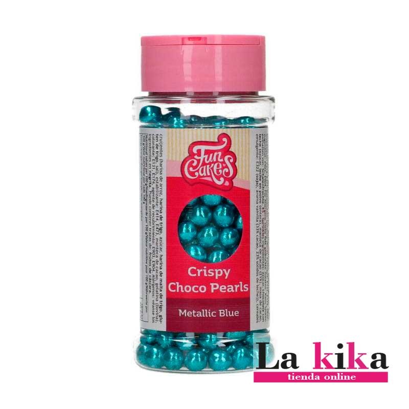 💙 Perlas de chocolate crujiente azul metalizado Funcakes 60 g ✨