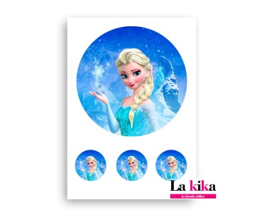 ❄️ Papel de Azúcar Frozen para Tarta – Oblea Comestible 18 cm + Cupcakes 🎂