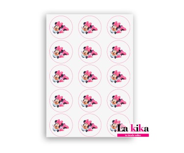Papel de Azúcar Minnie 🎀 para Galletas 5 cm | Decoración Comestible