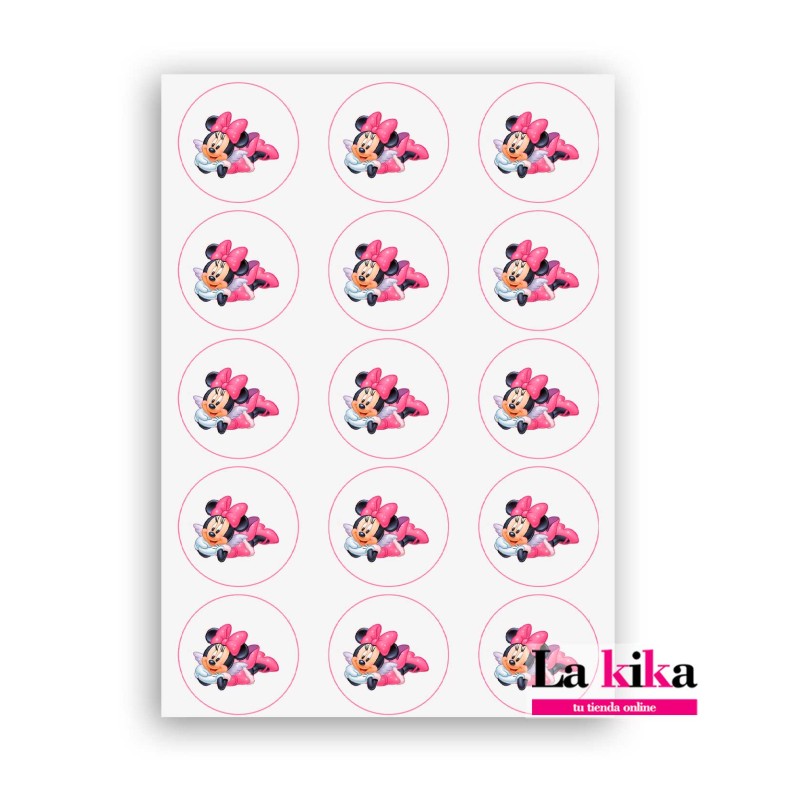 🎀 Papel de Azúcar para Galletas Inspirado en Minnie – 5 cm de Diámetro 🍪