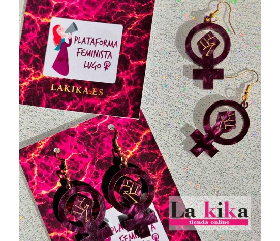 Pendientes Feministas Metacrilato 💜 Diseño Exclusivo Plataforma Feminista Lugo