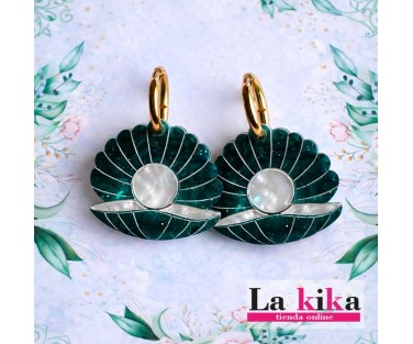🐚✨ Pendientes Vieira con Aro Dorado Inoxidable – Distintos Colores