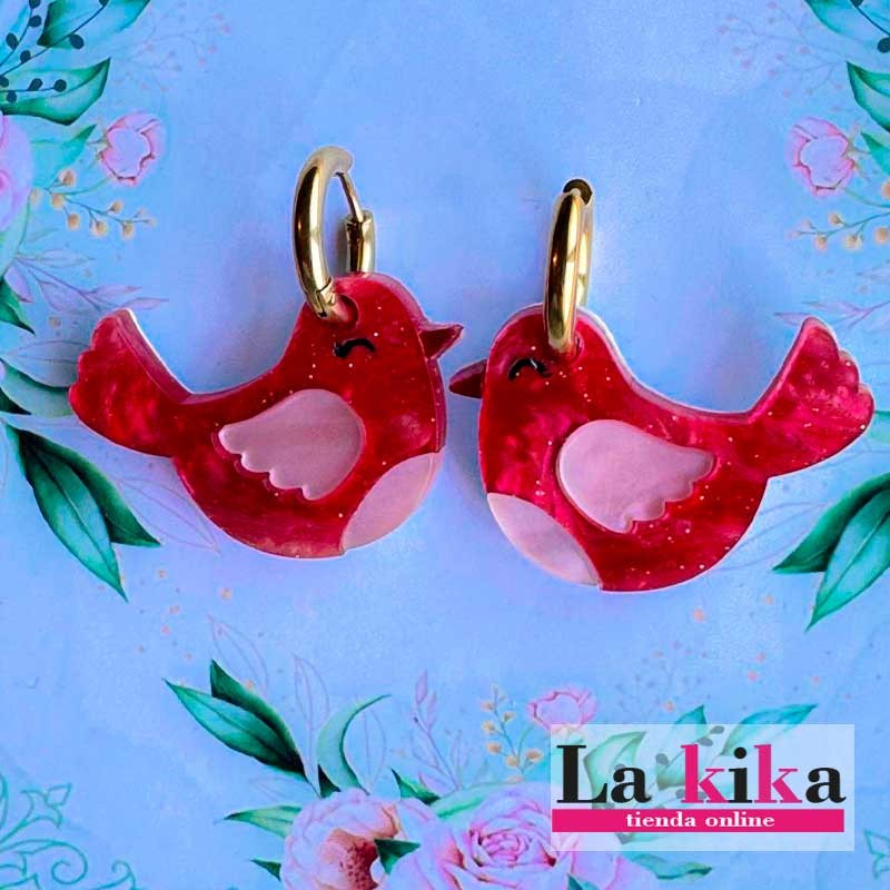 🕊️✨ Pendientes Paloma en Acrílico Varios Colores con Aro Dorado – Elegantes y Originales