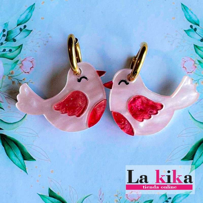 🕊️✨ Pendientes Paloma en Acrílico Varios Colores con Aro Dorado – Elegantes y Originales