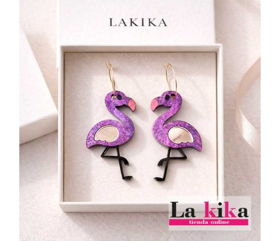 🦩 Pendientes Flamingo de Acrílico con Aros de Acero Inoxidable