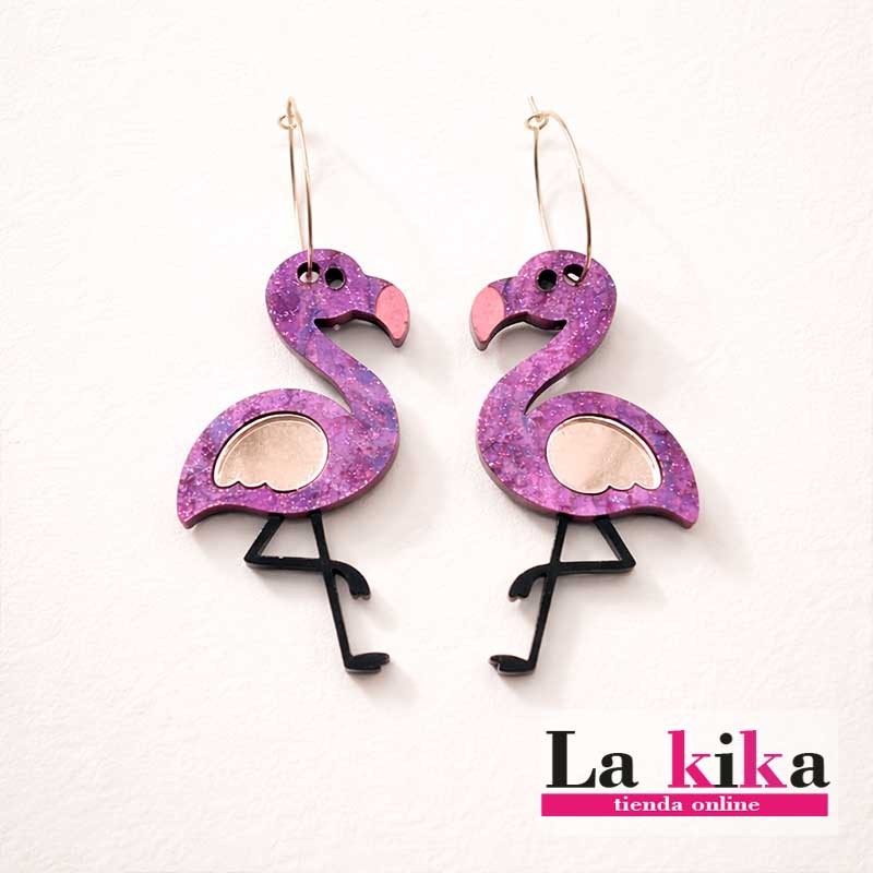 🎁 Pendientes Flamingo de Acrílico – Regalo Original para Mujer con Aros de Acero Inoxidable