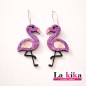 pendientes flamingo de acrilico con aros de acero inoxidable