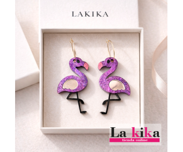 🎁 Pendientes Flamingo Regalo Original Mujer | Acrílico Inox | Lakika