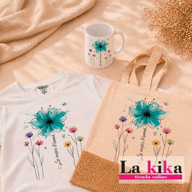💐 Pack Día de la Madre Personalizado con Camiseta, Taza y Tote Bag – Regalo Original Mamá