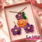 Conjunto Pendientes y Collar Flor Lila 🌸 Acero Inoxidable con Caja