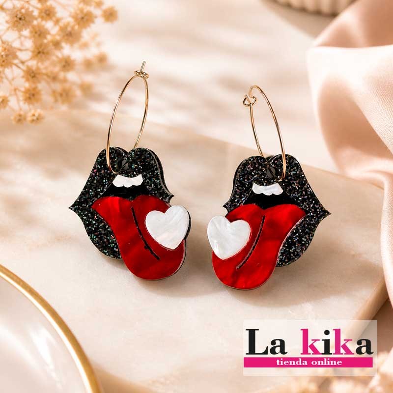 Pendientes Rock Kiss 💋 – Labios Atrevidos en Acrílico