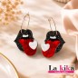 Pendientes Rock Kiss de labios con lengua y corazón en acrílico hechos a mano