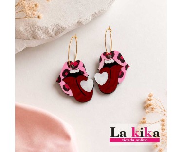 💖 Pendientes Labios Animal Print Rosa | Pendientes Acrílicos Originales