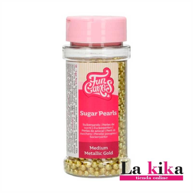 ✨ Perlas de Azúcar Oro Metálico FunCakes 4 mm – 80 gr