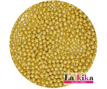Perlas Oro Metálico FunCakes 4 mm ✨ Decoración Repostería 80 gr