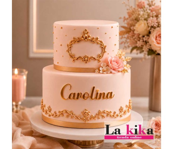 nombre personalizado en acrilico dorado espejo para tartas y decoraciones de eventos
