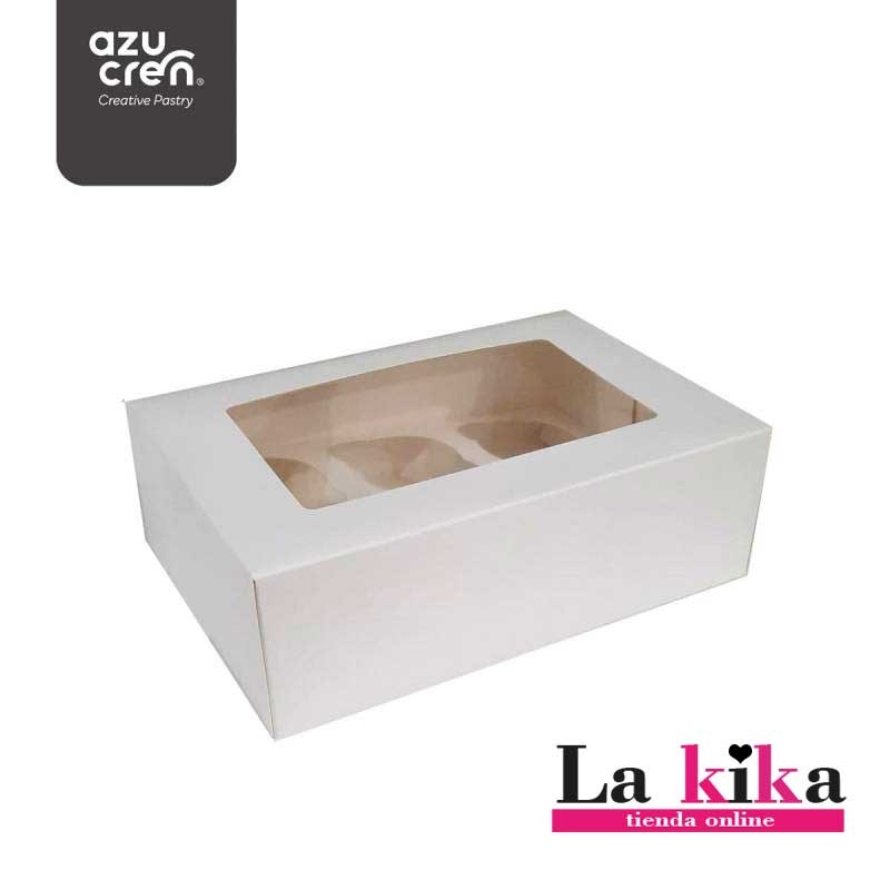 🧁 Caja para 6 Cupcakes Blanca con Ventana y Soporte Interior | Azucren