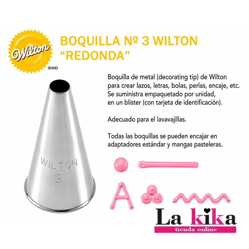 🧁 Boquilla Wilton Nº 3 Redonda para Decoración de Tartas y Galletas 🧁 Boquilla Wilton Nº 3 Redonda para Decoración de Tartas y Galletas
